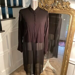 BCBG black long sheer blouse